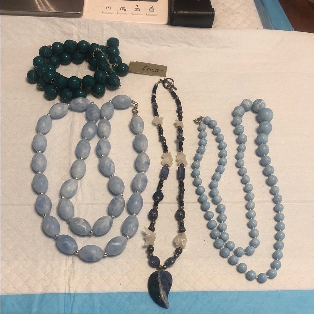 Light Blue Beaded Necklace - Elegant Women's Jewelry